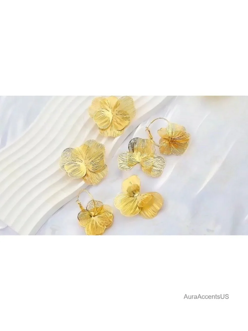 6 Pairs Gold Flower Statement Earrings Women Chunky Dangle Drop Jewelry Boho